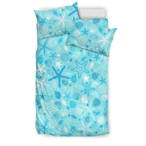 Starfish Shell Blue Theme Pattern Bedding Set