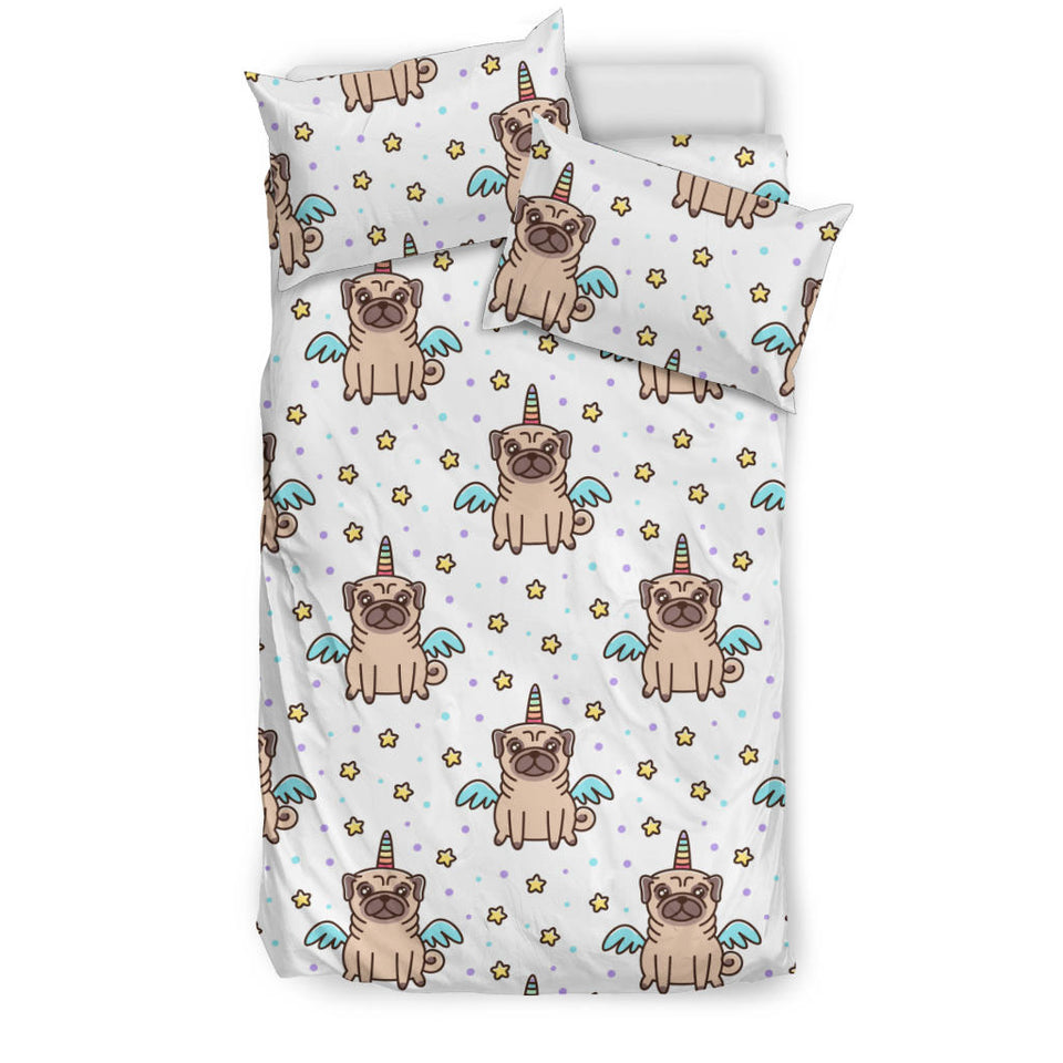 Unicorn Pug Pattern Bedding Set