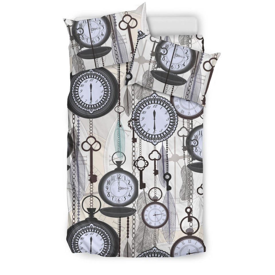 Vintage Clock Pattern Bedding Set