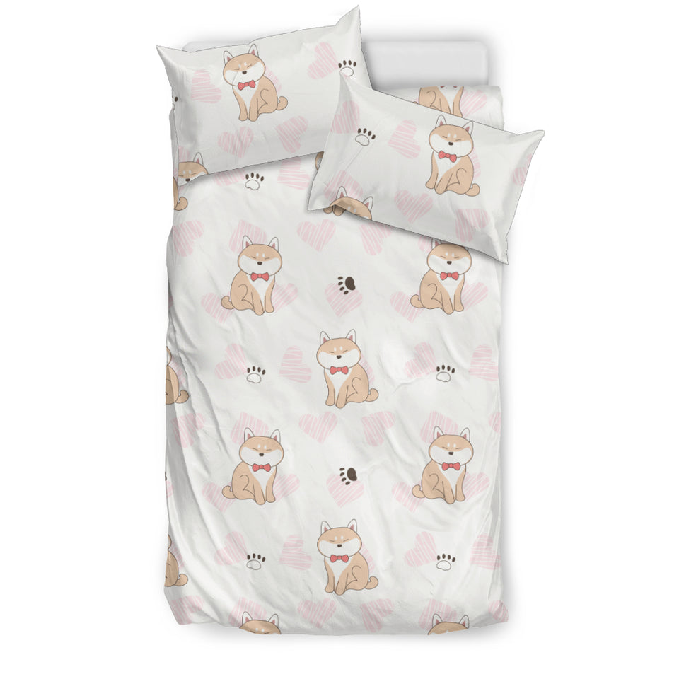 Cute Shiba Inu Heart Pattern Bedding Set