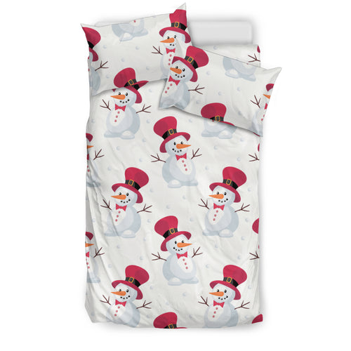 Cute Snowman Pattern Bedding Set