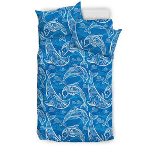 Dolphin Tribal Blue Pattern  Bedding Set