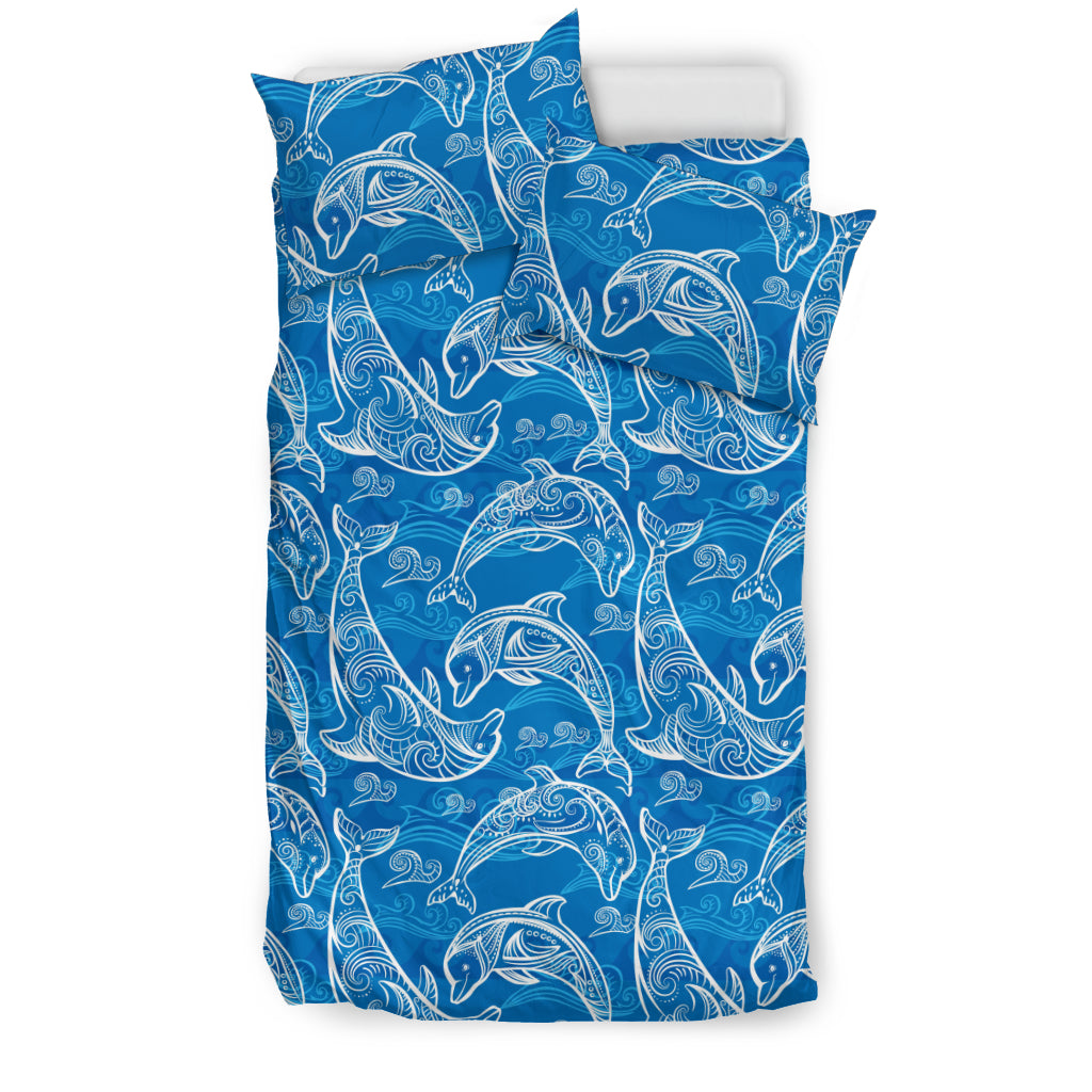 Dolphin Tribal Blue Pattern  Bedding Set