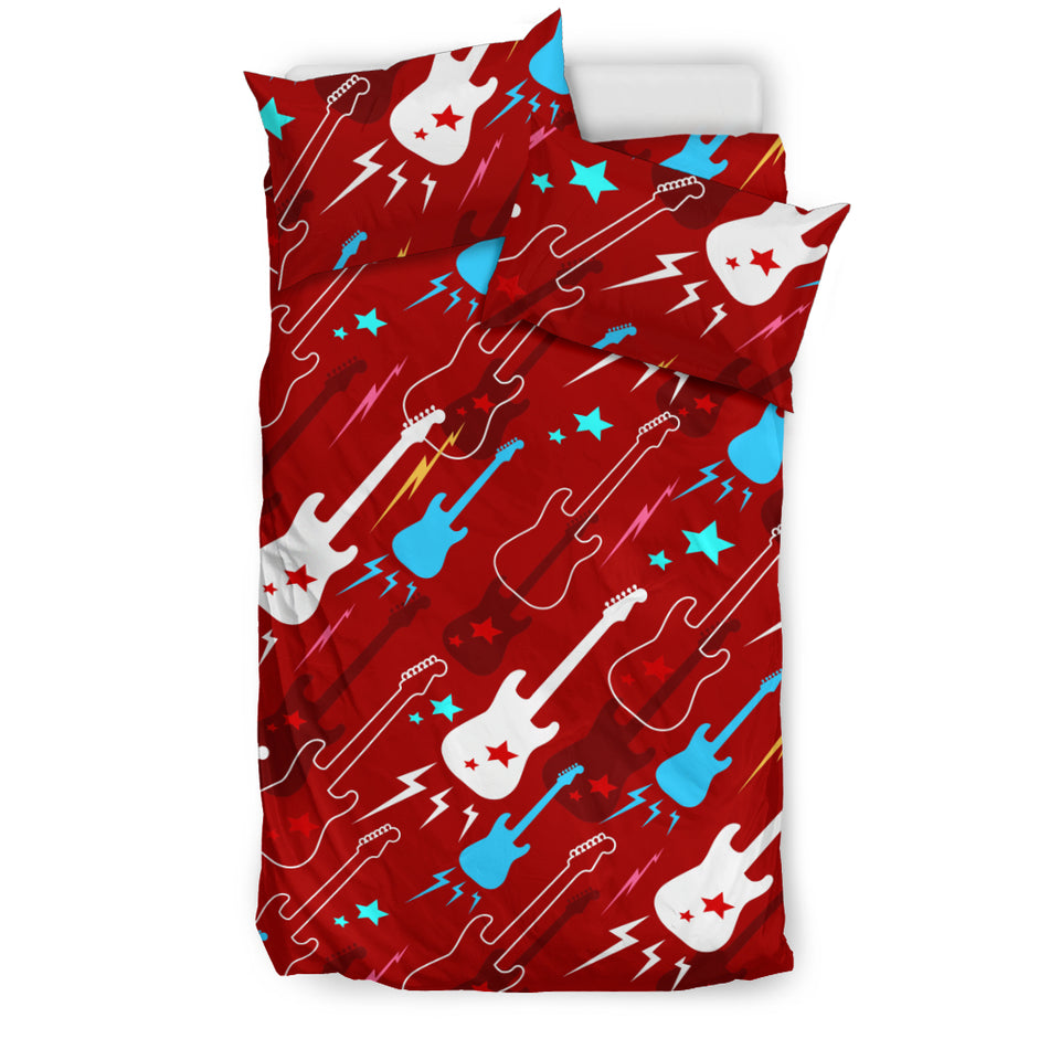 Electical Guitar Red Pattern Bedding Set