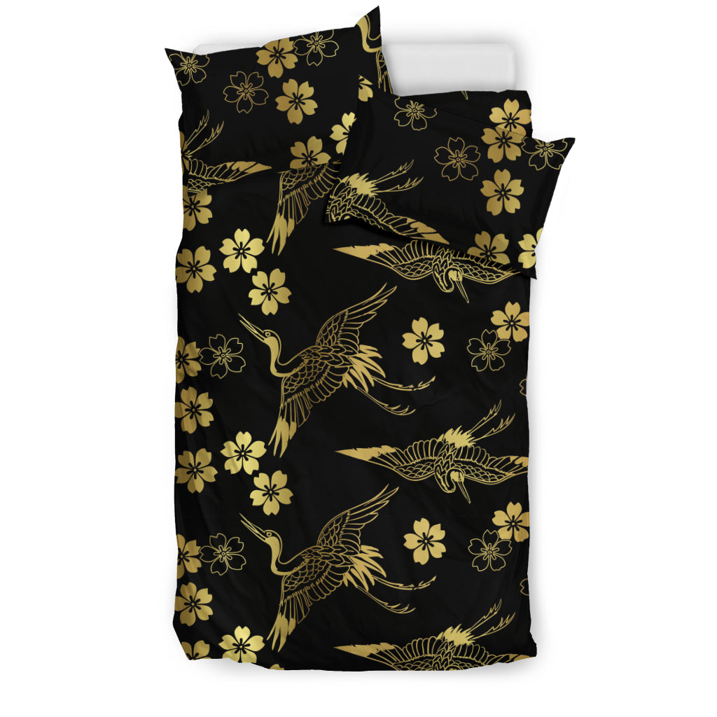 Gold Japanese Theme Pattern Bedding Set