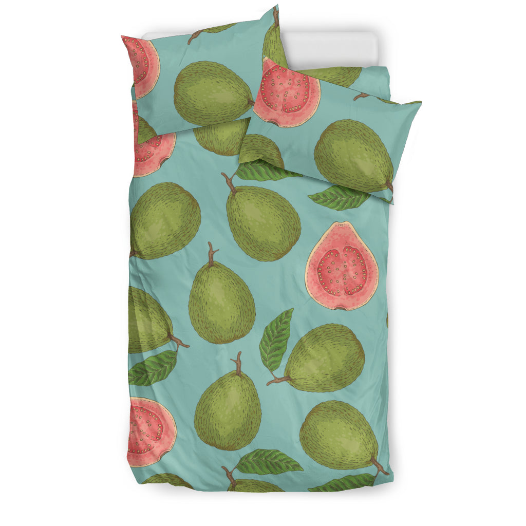 Guava Pattern Green Background Bedding Set