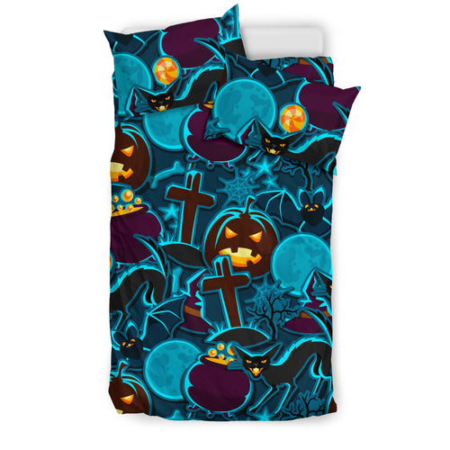 Halloween Pumpkin Cat Pattern Bedding Set