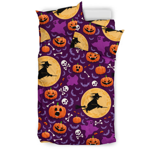 Halloween Pumpkin Witch Pattern Bedding Set