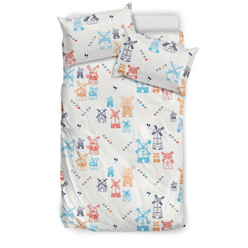 Hand Drawn Windmill Pattern Bedding Set