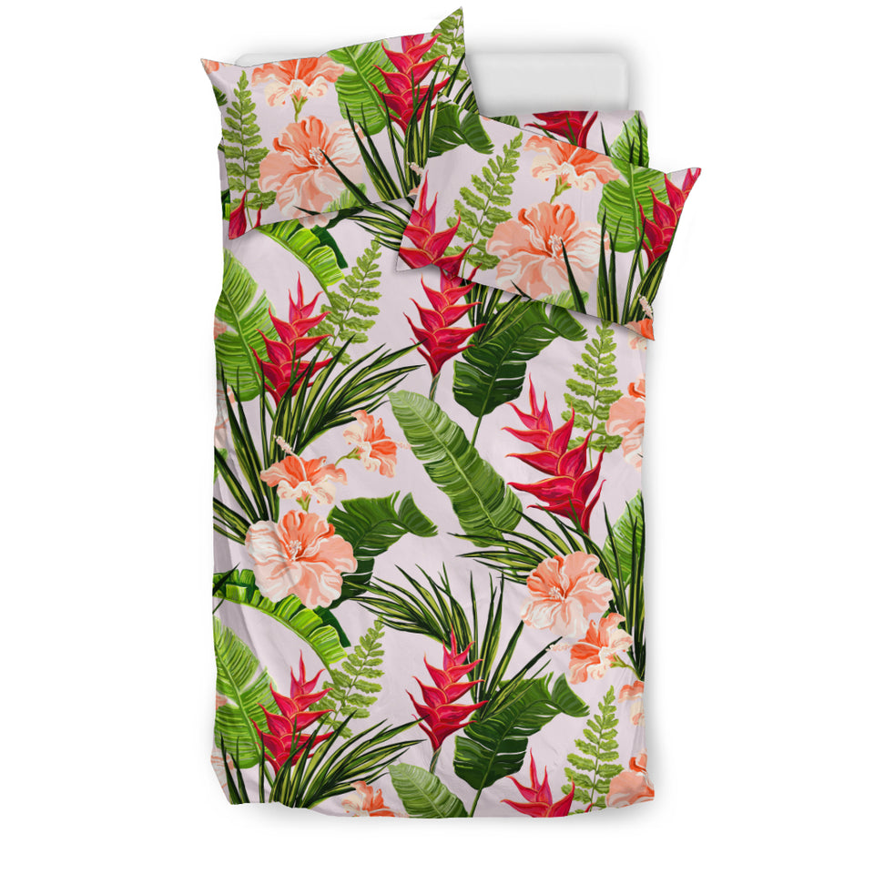 Heliconia Hibiscus Leaves Pattern Bedding Set