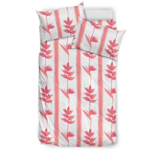 Heliconia Pink White Pattern Bedding Set