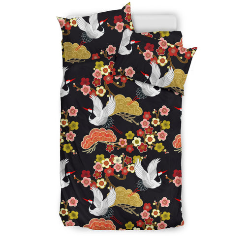 Japanese Crane Pattern Bedding Set