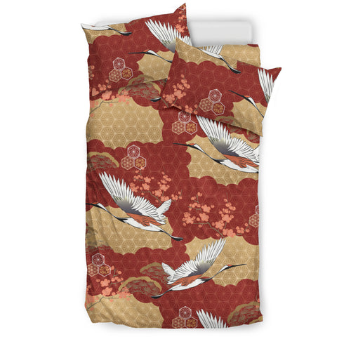 Japanese Crane Theme Pattern Bedding Set