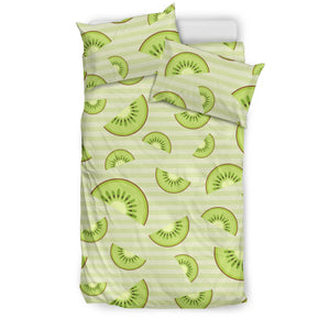 Kiwi Pattern Striped Background Bedding Set