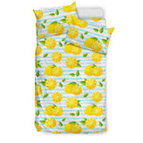 Lemon Pattern Stripe Background Bedding Set
