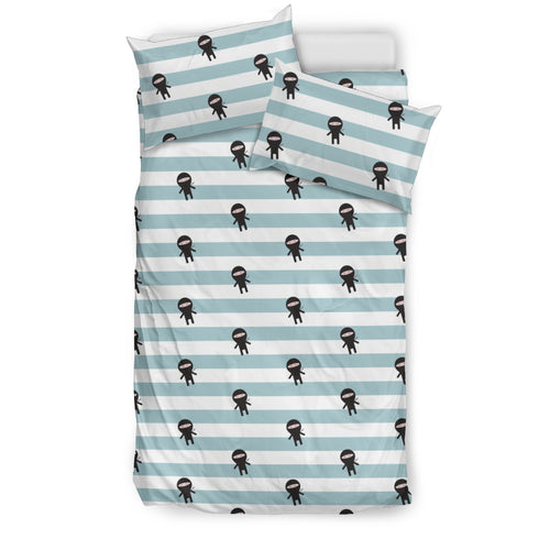 Ninja Pattern Stripe Background Bedding Set