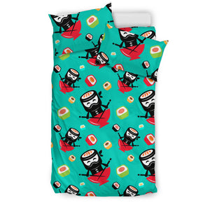 Ninja Sushi Pattern Bedding Set