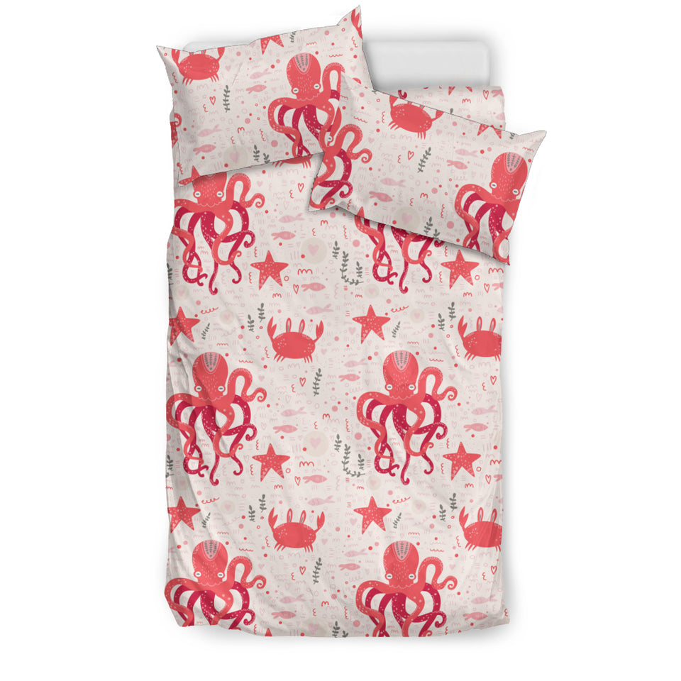 Octopus  Crab Starfish Pattern Bedding Set