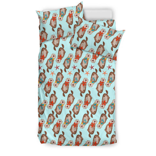 Otter Pattern Background Bedding Set