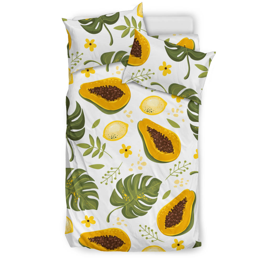 Papaya Leaves Flower Pattern Bedding Set