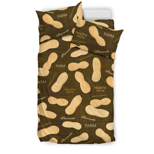 Peanut Pattern Green Background Bedding Set