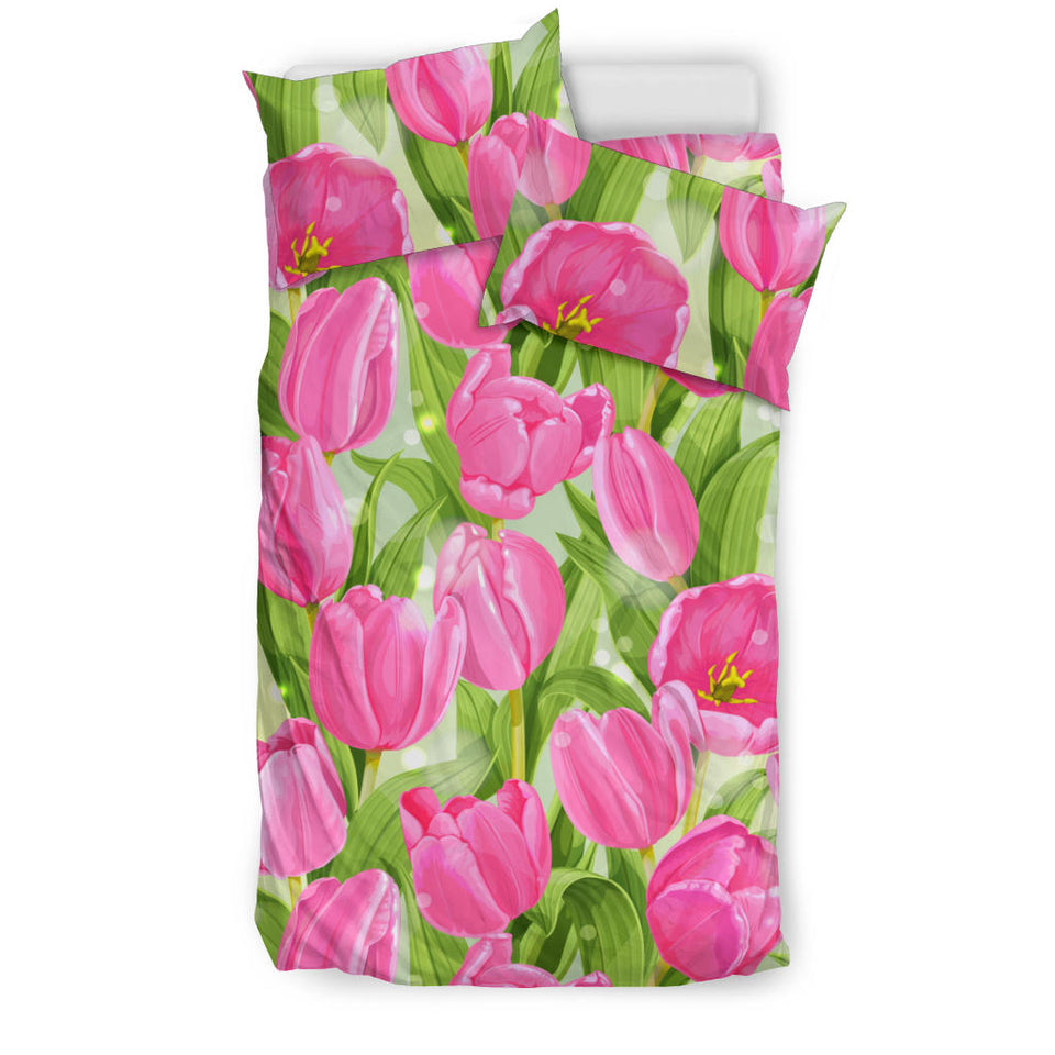 Pink Tulip Pattern Bedding Set