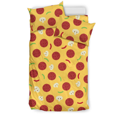 Pizza Salami Mushroom Texture Pattern Bedding Set