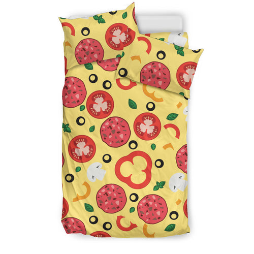 Pizza Tomato Salami Texture Pattern Bedding Set