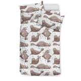 Sea Lion Pattern. Background Bedding Set