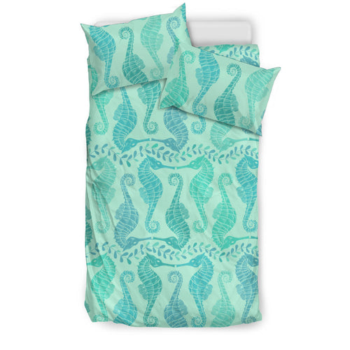 Seahorse Green Pattern Bedding Set