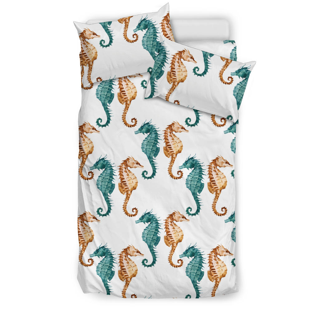 Seahorse Pattern Background Bedding Set