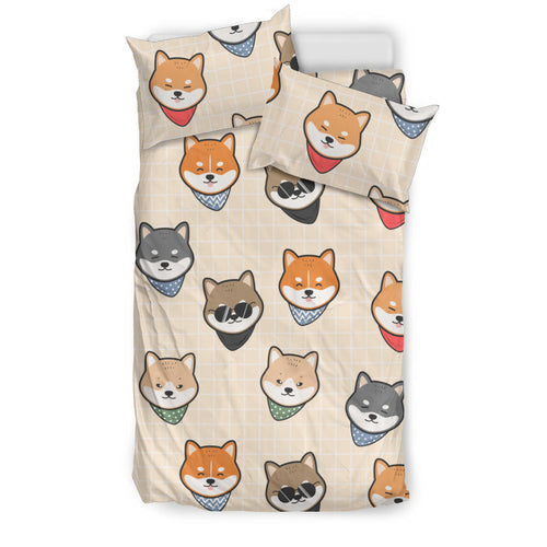 Shiba Inu Head Pattern Bedding Set