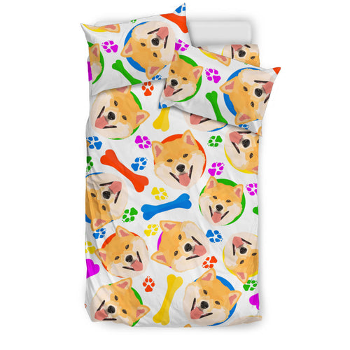 Shiba Inu Paw Bone Pattern Bedding Set