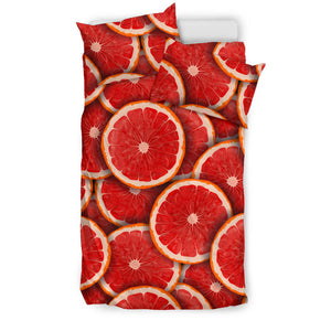 Sliced Grapefruit Pattern Background Bedding Set