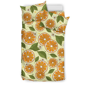 Sliced Orange Leaves  Pattern Bedding Set
