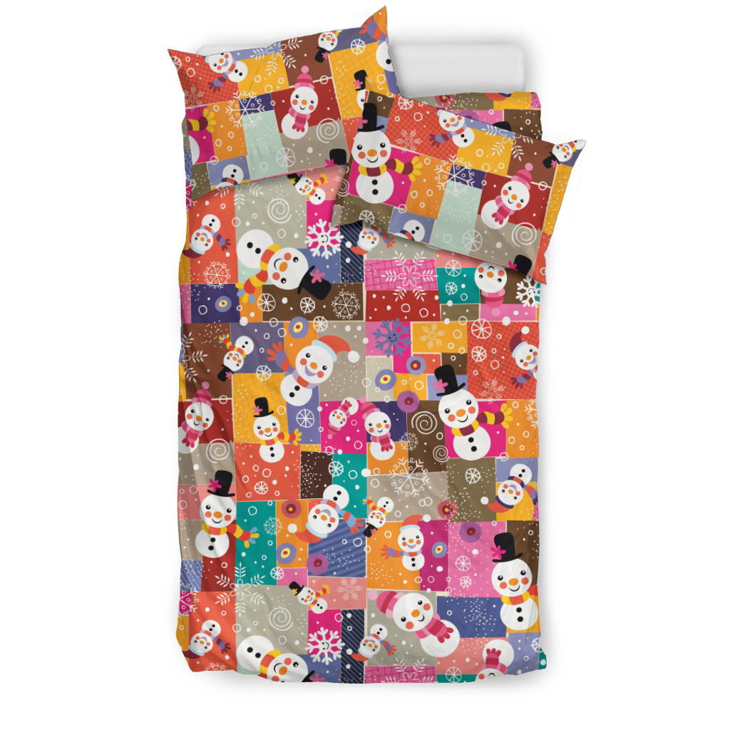 Snowman Colorful Theme Pattern Bedding Set