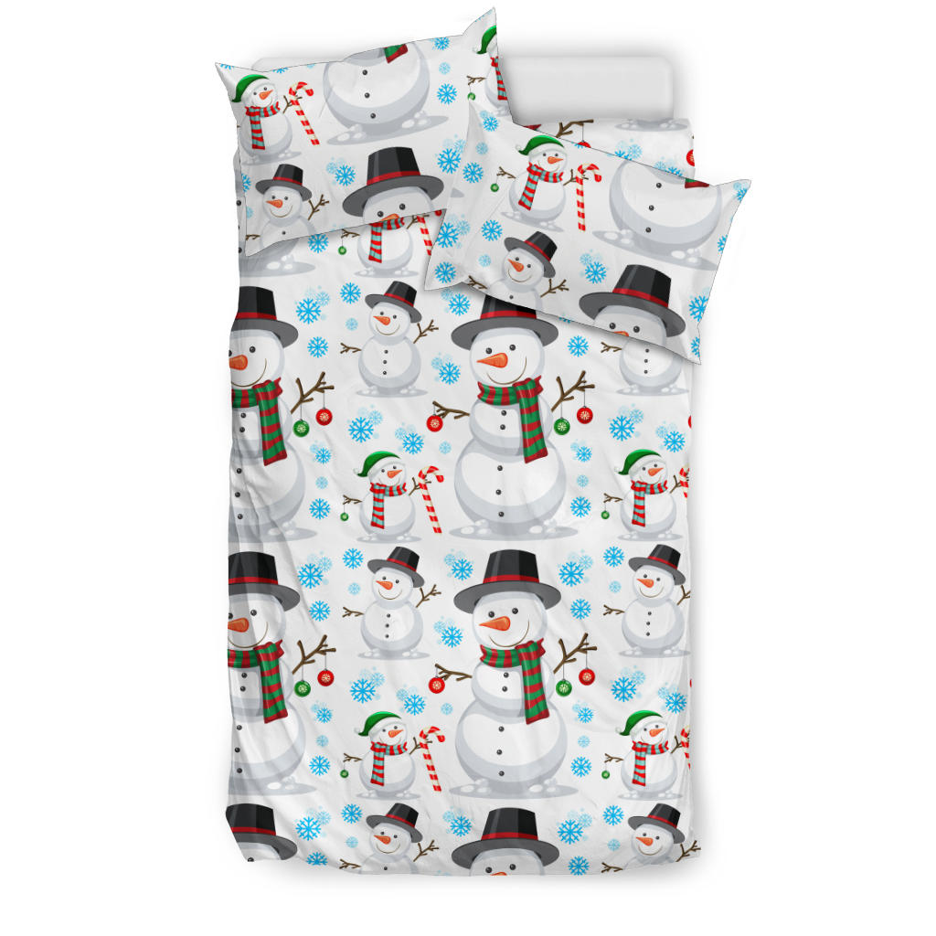 Snowman Pattern Background Bedding Set