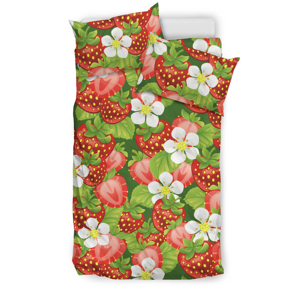 Strawberry Leaves Flower Pattern Bedding Set