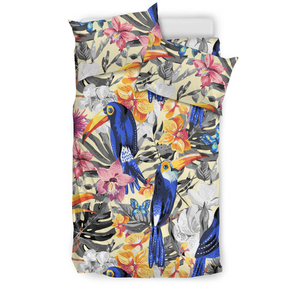 Toucan Leaves Flower Pattern Bedding Set