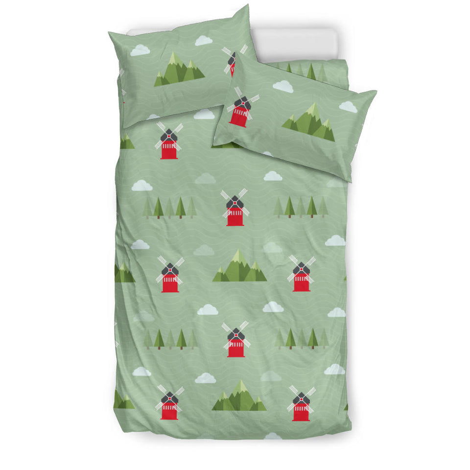 Windmill Green Pattern Bedding Set