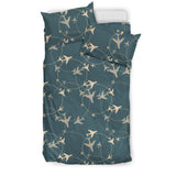 Airplane Circle Pattern Black Bedding Set