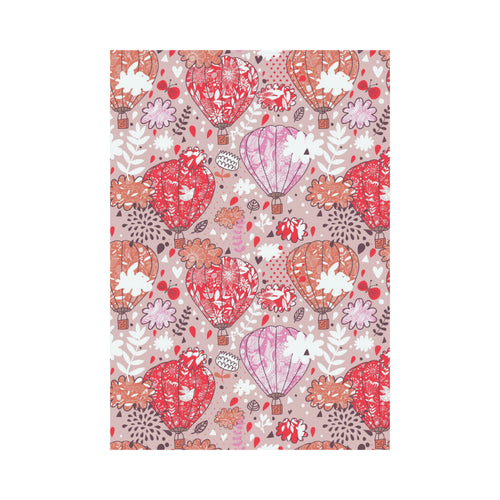 Red Pink Hot Air Balloon Pattern House Flag Garden Flag