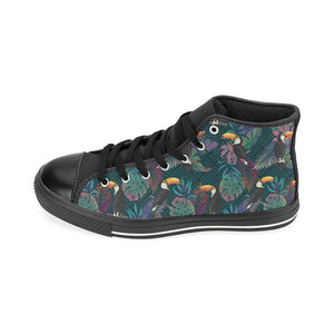 Toucan Pattern Men's High Top Canvas Shoes Black