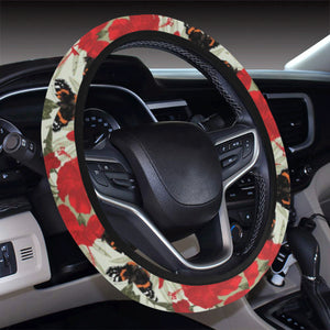 Hibiscus Pattern Print Design 04 Car Steering Wheel Cover