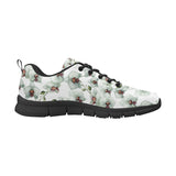 White Orchid Pattern Men's Sneakers Black