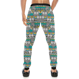 Owl Pattern Green Background Unisex Casual Sweatpants