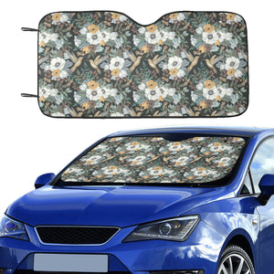 Hummingbird Pattern Print Design 05 Car Sun Shade