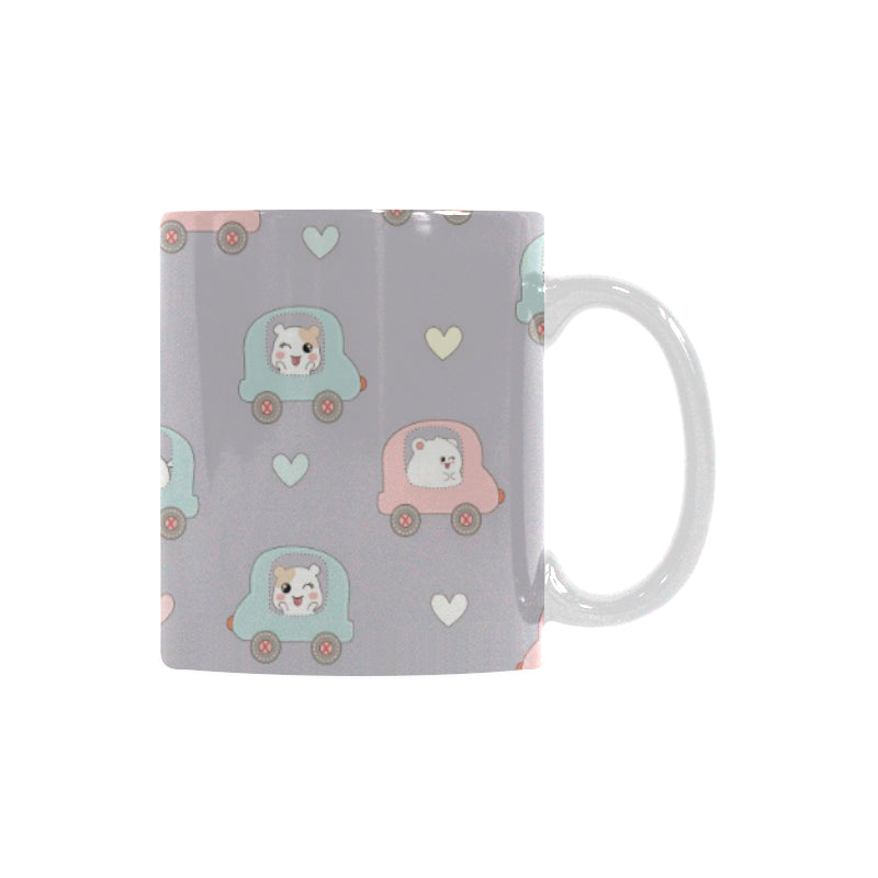 Hamster in Car Heart Pattern Classical White Mug (FulFilled In US)