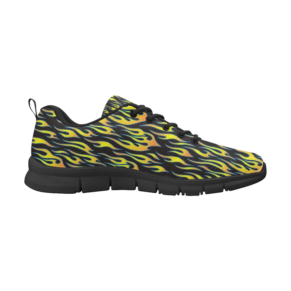 Flame Fire Pattern Background Men's Sneakers Black