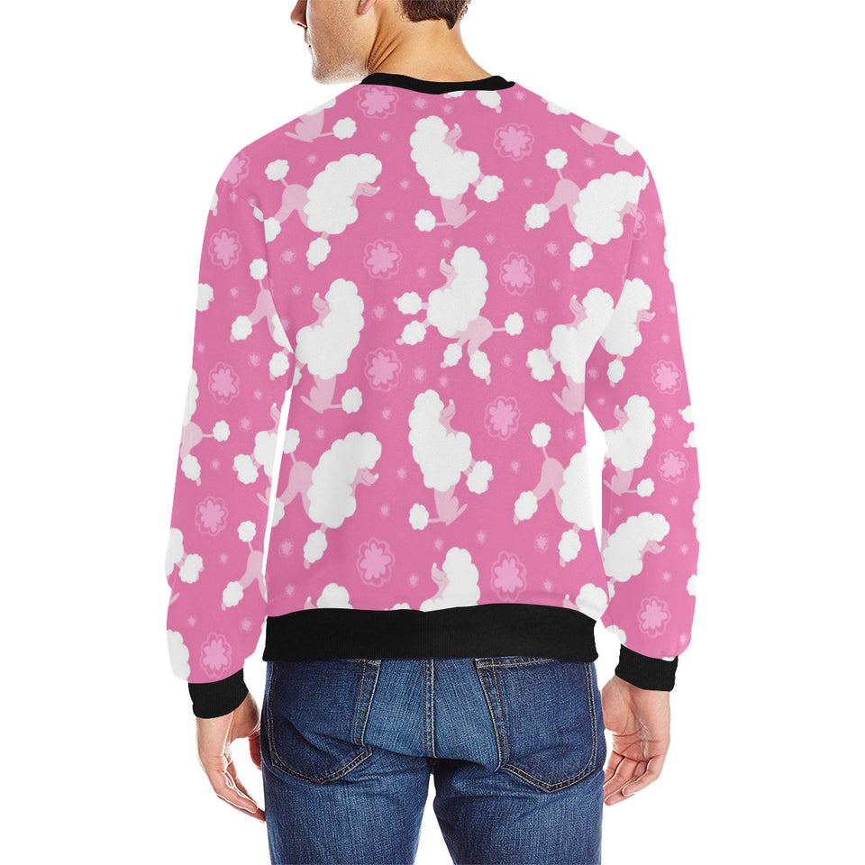 Poodle Pink Theme Pattern Men's Crew Neck Sweatshirt